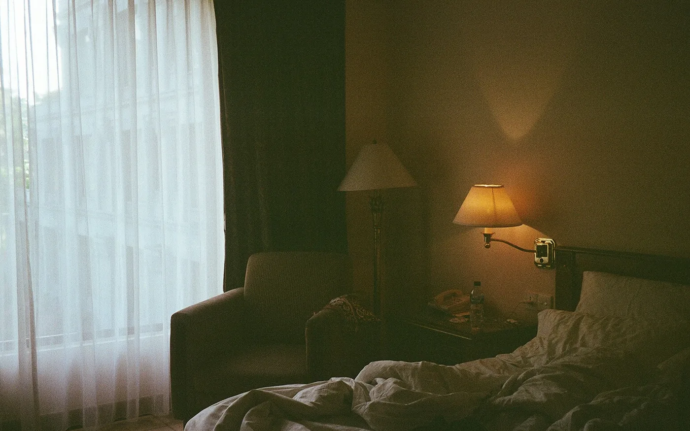 A bedroom at night, where chronic insomnia does its damage