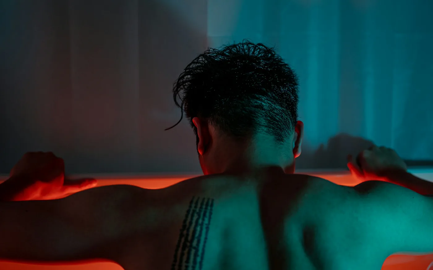 Needles placed through the neck and upper back