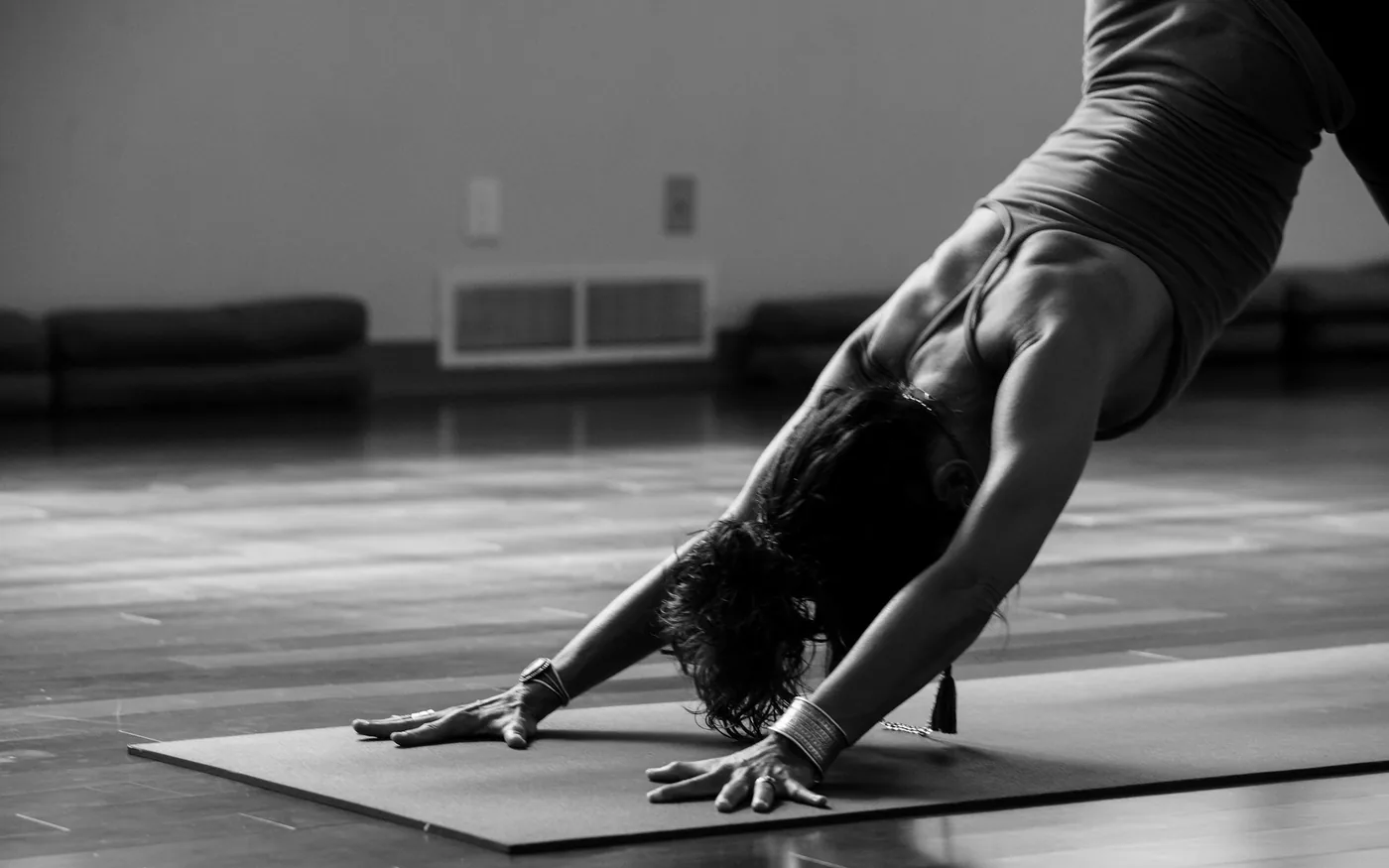 Gentle floor stretching of the kind used between acupuncture sessions