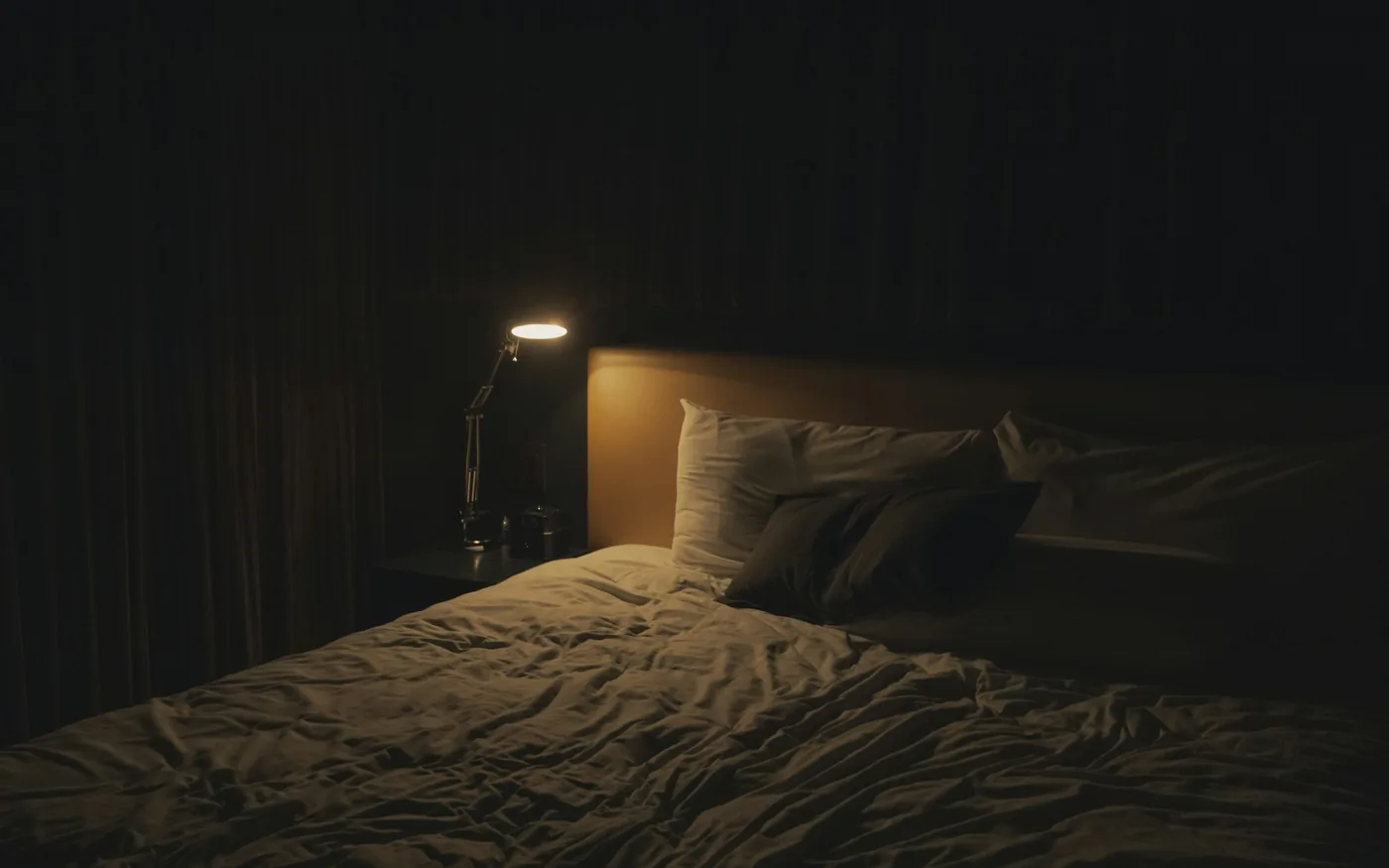 A darkened, quiet room used for rest during a migraine attack